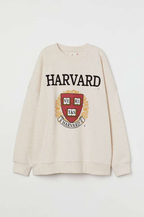 H&M Sweatshirt mit Print Hellbeige/Harvard
