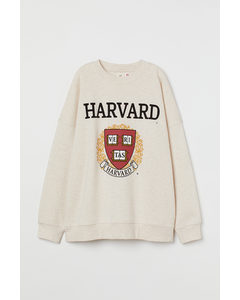 Sweatshirt mit Druck Hellbeige/Harvard