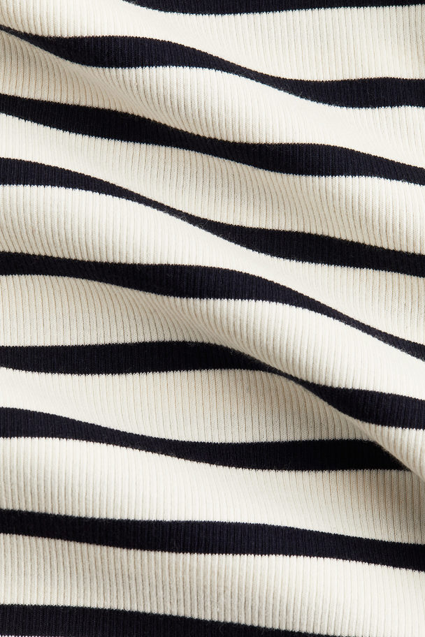 H&M Ribbed Midi Dress White/blue Striped