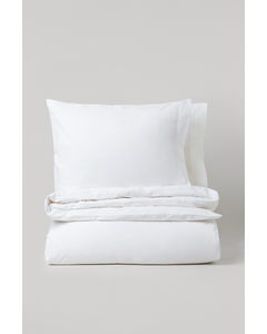 Baumwollperkal-Bettwäsche für Doppelbett Weiß