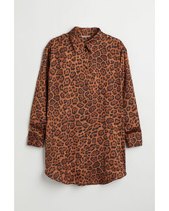 H&m+ Satinskjorte Brun/leopardmønstret