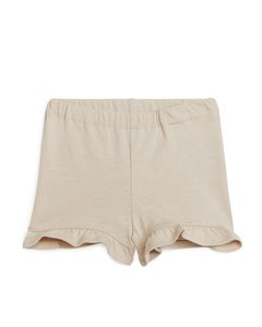 Frilled Jersey Shorts Beige