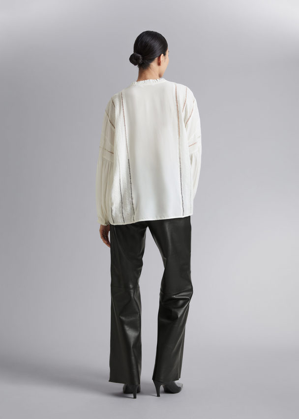 & Other Stories Relaxed Embroidery Blouse Ivory