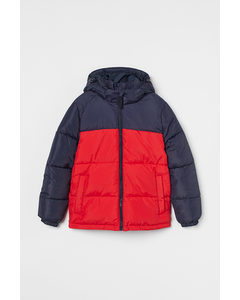 Hooded Puffer Jacket Red/navy Blue