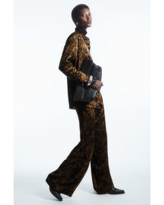 Wide-leg Floral-print Trousers Brown / Black / Floral