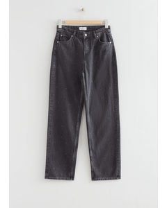 Jeans mit weitem Bein und Kristallsteinverzierung Dunkelgrau/Nieten