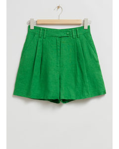 Relaxed Linen Shorts Green