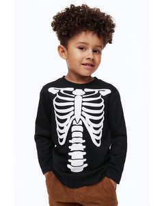 Printed Jersey Top Black/skeleton