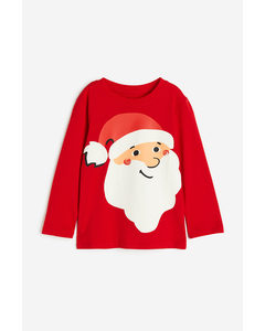 Langarm-T-Shirt Rot/Weihnachtsmann