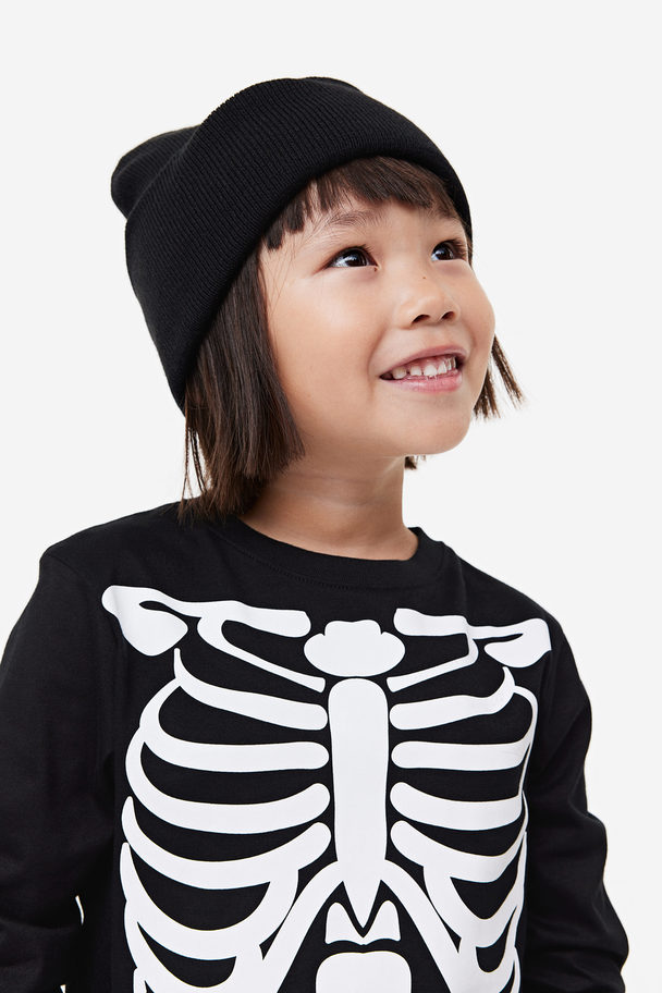 H&M Shirt Met Lange Mouwen Zwart/skelet