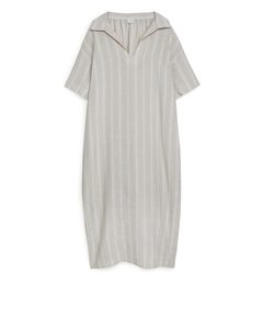 Relaxed Linen Dress Mole/striped