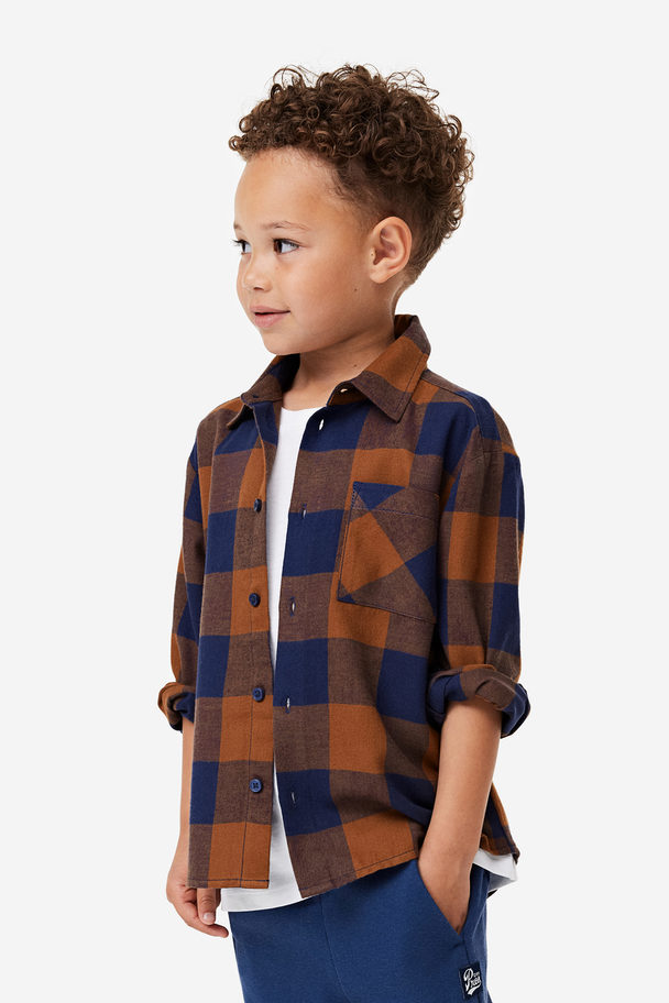 H&M Cotton Flannel Shirt Brown/checked