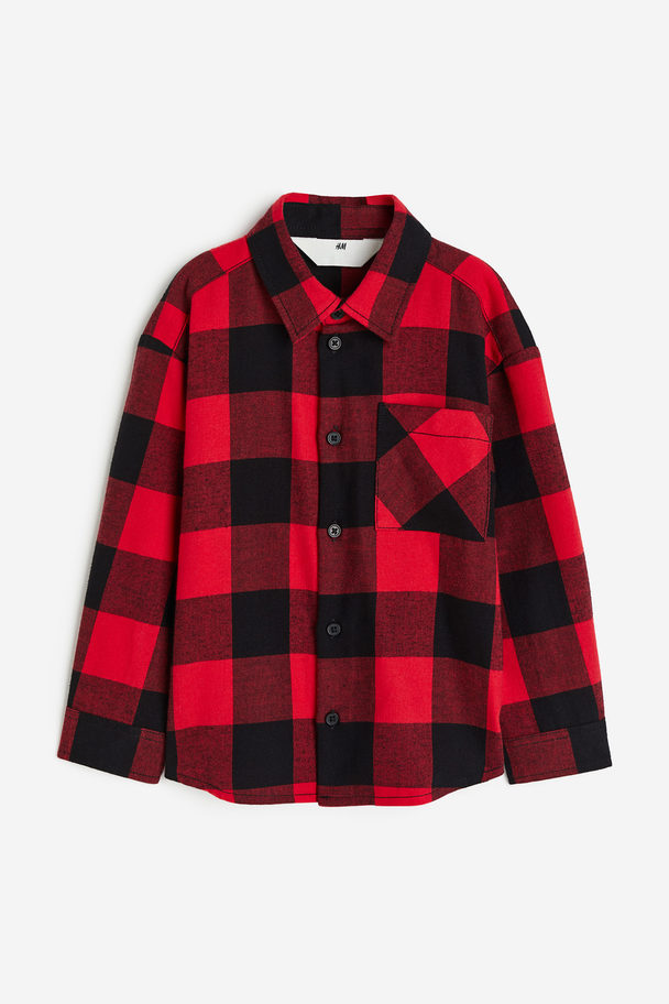 H&M Cotton Flannel Shirt Red/checked