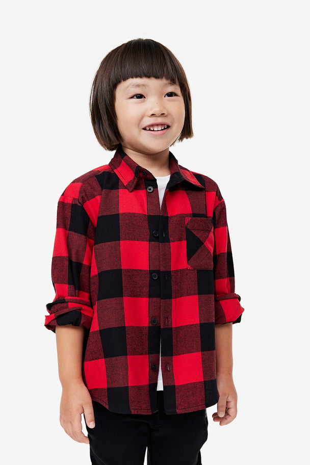 H&M Cotton Flannel Shirt Red/checked