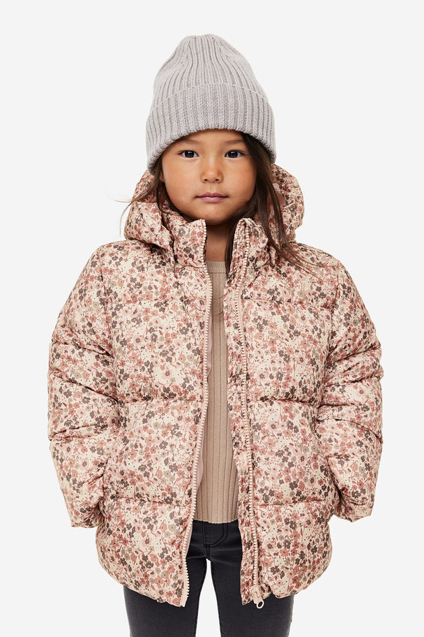 H&M Water-repellent Puffer Jacket Powder Pink/floral