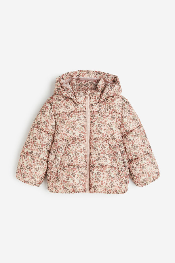 H&M Water-repellent Puffer Jacket Powder Pink/floral