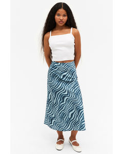 Satin Midi Skirt Digital Stripes