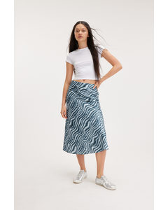 Satin Midi Skirt Digital Stripes