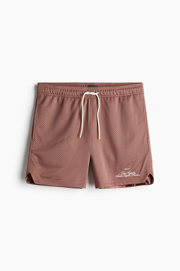 H&M Short Van Mesh - Regular Fit Steenrood