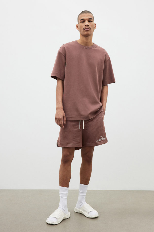 H&M Regular Fit Mesh Shorts Brick Red