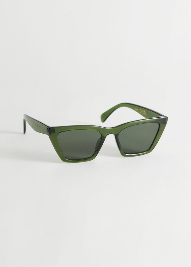 & Other Stories Angular Cat Eye Sunglasses Green