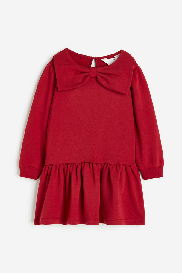 H&M Sweatshirtkjole Med Flæsekant Rød