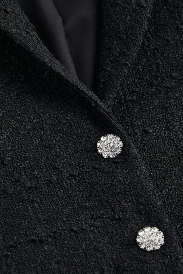 H&M Rhinestone-button Blazer Black