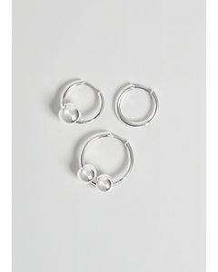 Set Of Three Hoop Earrings Silver