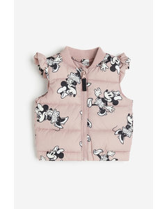 Frill-trimmed Puffer Gilet Light Pink/minnie Mouse