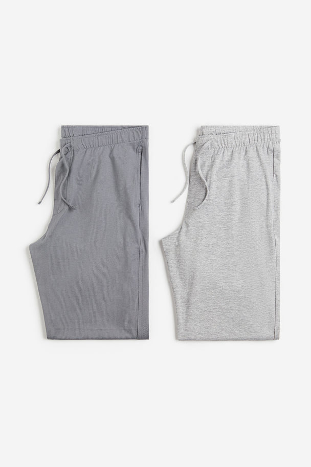 H&M 2-pack Regular Fit Pyjamasbukse Grå/gråmelert
