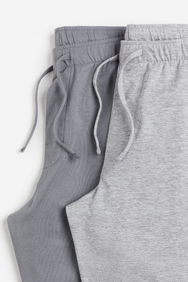 H&M 2-pack Regular Fit Pyjama Bottoms Grey/grey Marl