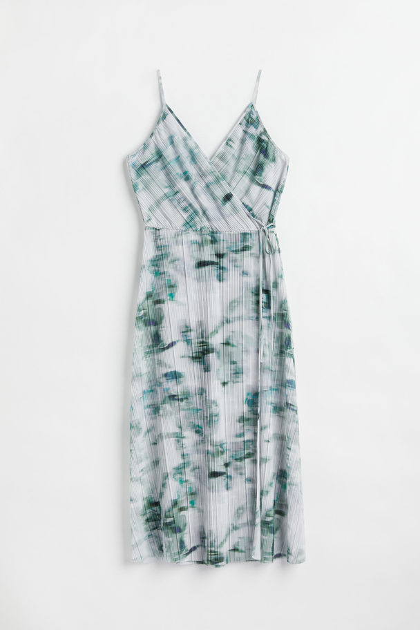 H&M Pleated Dress Light Grey/patterned