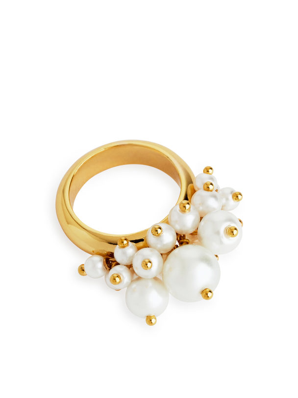 ARKET Gold-plated Pearl Ring Gold