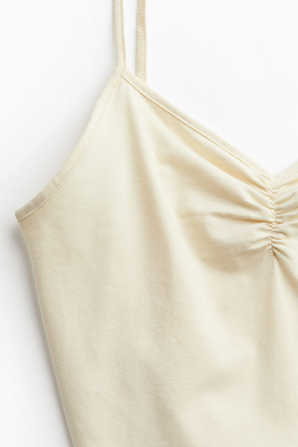 H&M Cropped Straptop Lichtgeel