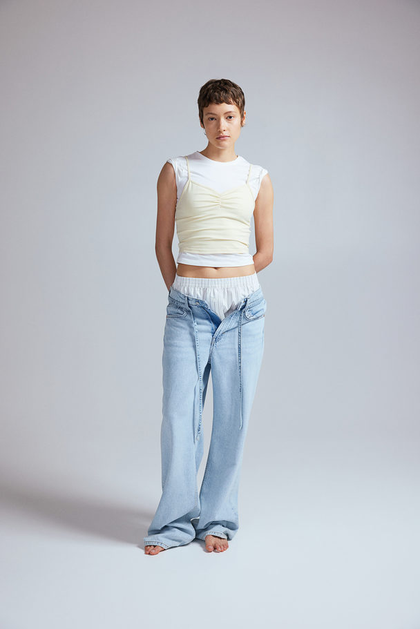 H&M Cropped Straptop Lichtgeel