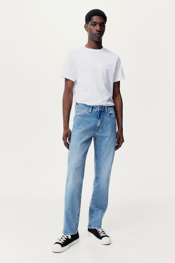H&M Straight Regular Jeans Denimblau