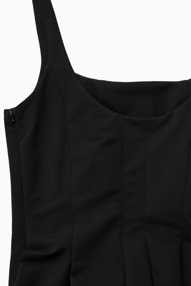 COS Pleated Jersey Midi Dress Black