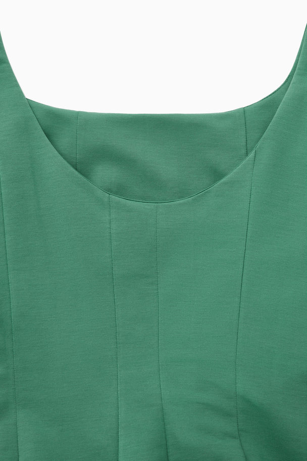 COS Plisserad Midiklänning I Jersey Grön
