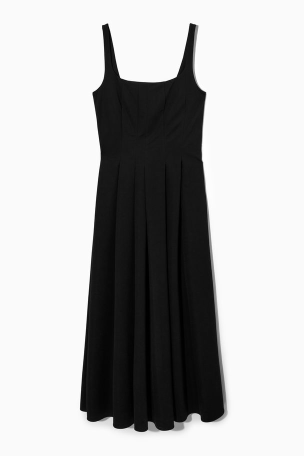 COS Pleated Jersey Midi Dress Black