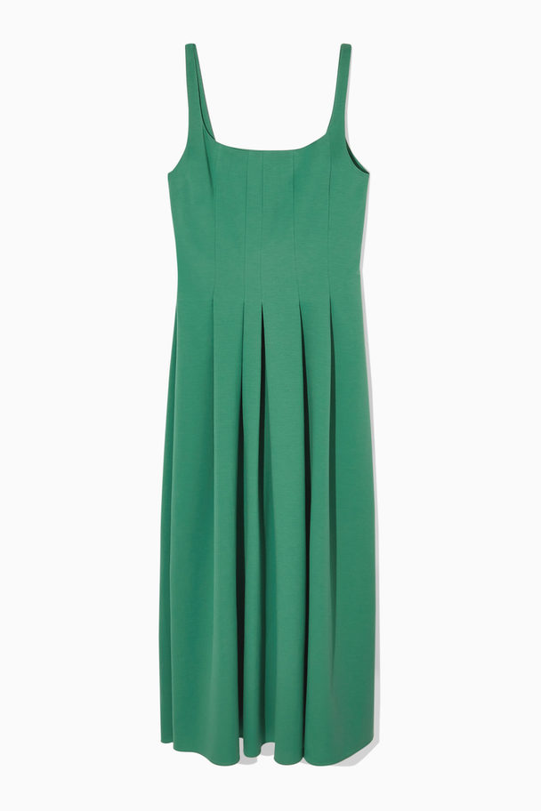 COS Pleated Jersey Midi Dress Green