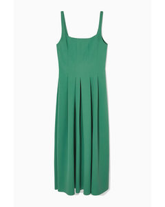 Pleated Jersey Midi Dress Green