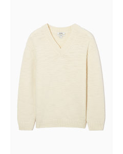 V-neck Wool Jumper Cream