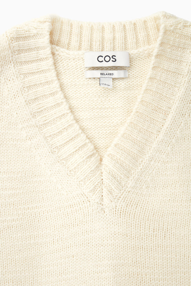 COS V-neck Wool Jumper Cream