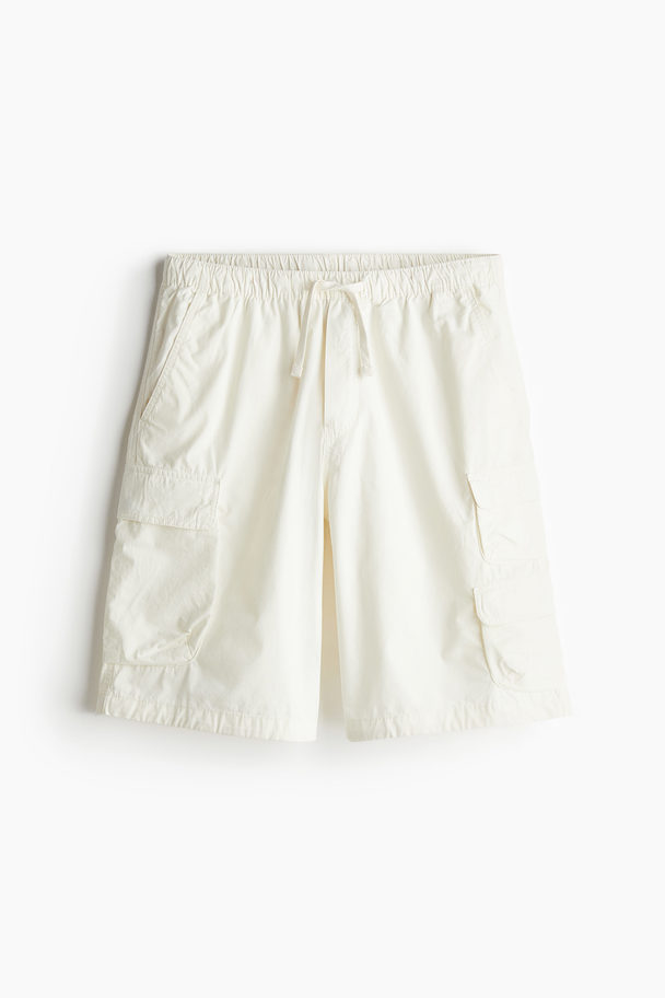 H&M Loose Fit Cargo Shorts White