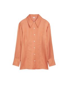 Fitted Satin Shirt Dusty Orange