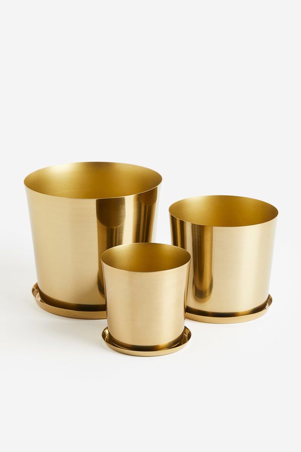 H&M HOME Small Metal Plant Pot Gold-coloured