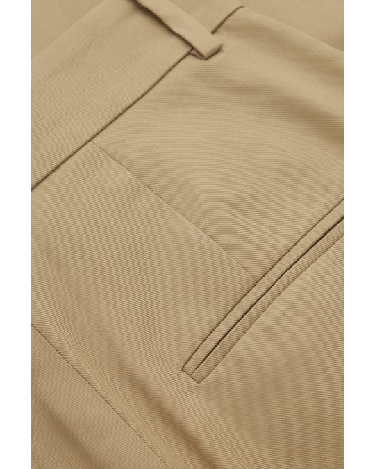 COS High Waisted Pleated Trousers Beige