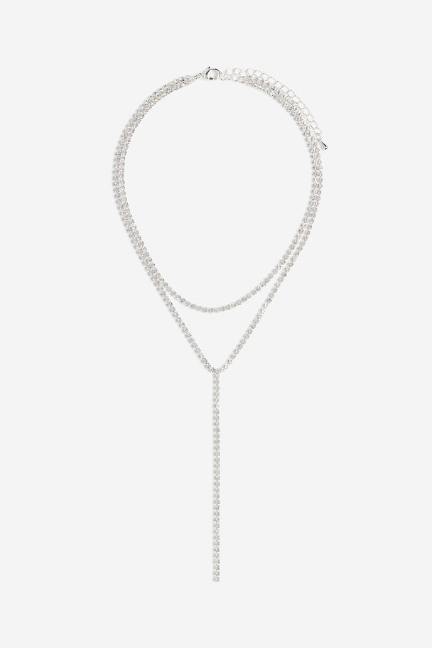 H&M Zweireihige Halskette mit Strass Silberfarben
