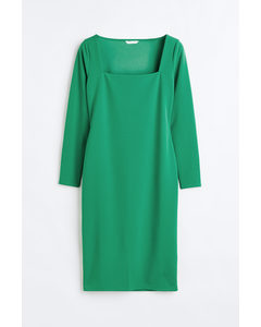 H&M+ Kleid mit eckigem Ausschnitt Grün