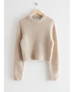 Boxy Pile Knit Sweater Beige